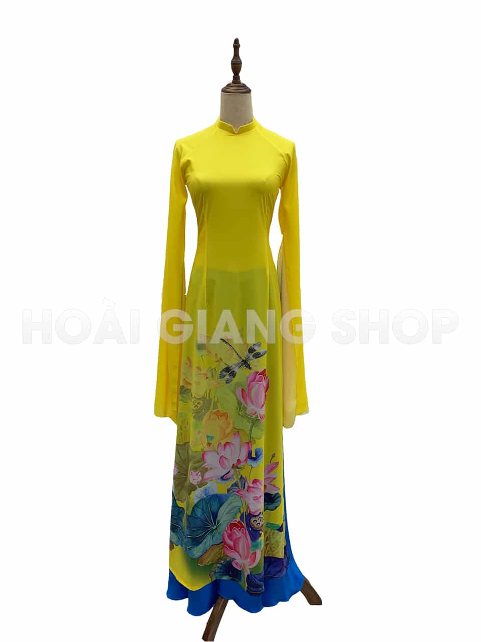 ao-dai-mua-vang-hoa-sen cho thuê áo dài múa