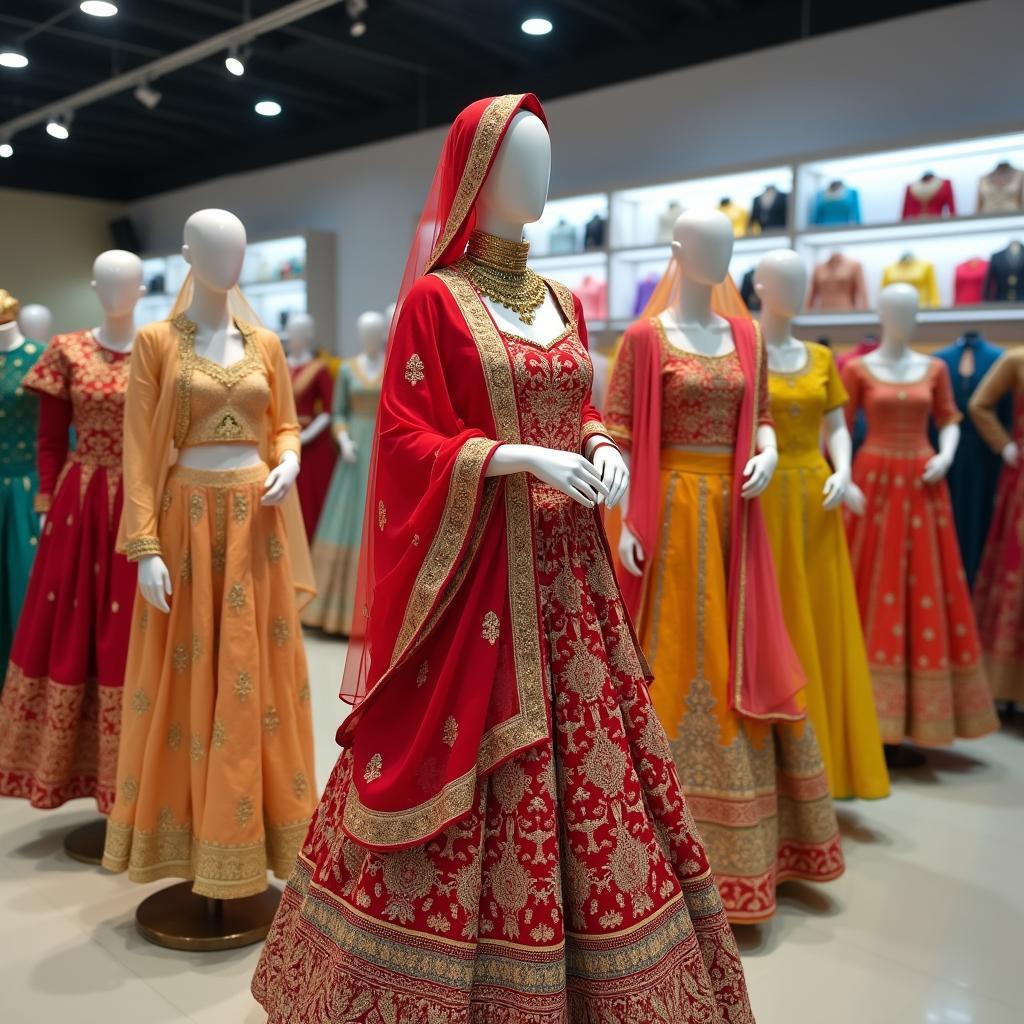 Bộ sưu tập trang phục Ấn Độ Sari và Lehenga cho thuê với màu sắc rực rỡ tại Trang Phục Hàng Xanh