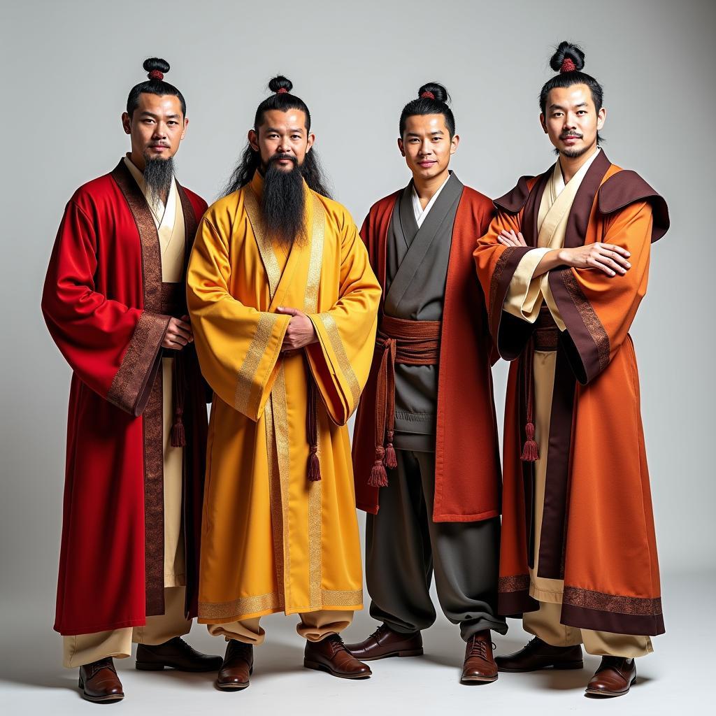 Bộ sưu tập trang phục Tây Du Ký cho thuê bao gồm đồ Đường Tăng, Tôn Ngộ Không, Trư Bát Giới.