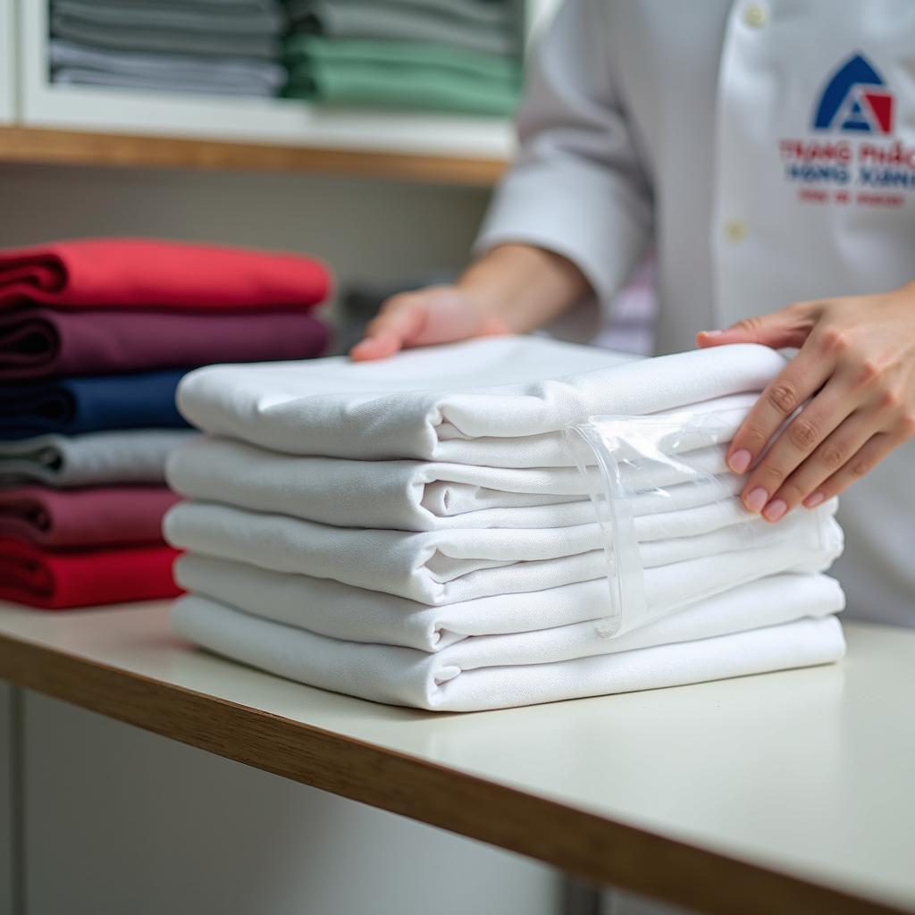 Khăn trải bàn cho thuê luôn được giặt ủi sạch sẽ, phẳng phiu và đóng gói cẩn thận tại Trang Phục Hàng Xanh