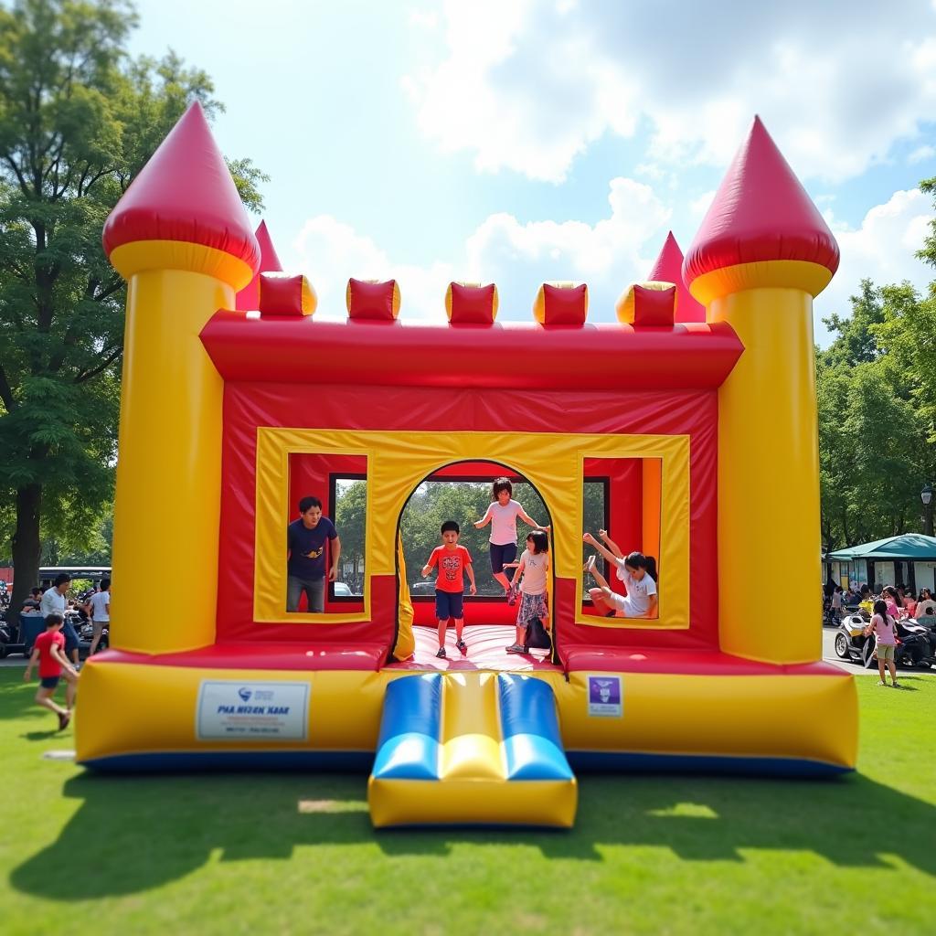 Mẫu nhà phao lâu đài khổng lồ cho thuê tại TPHCM cho sự kiện trẻ em ngoài trời