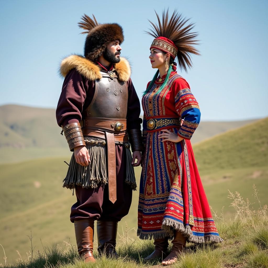 Người mẫu nam và nữ mặc trang phục Mông Cổ truyền thống đẹp cho thuê tại TPHCM