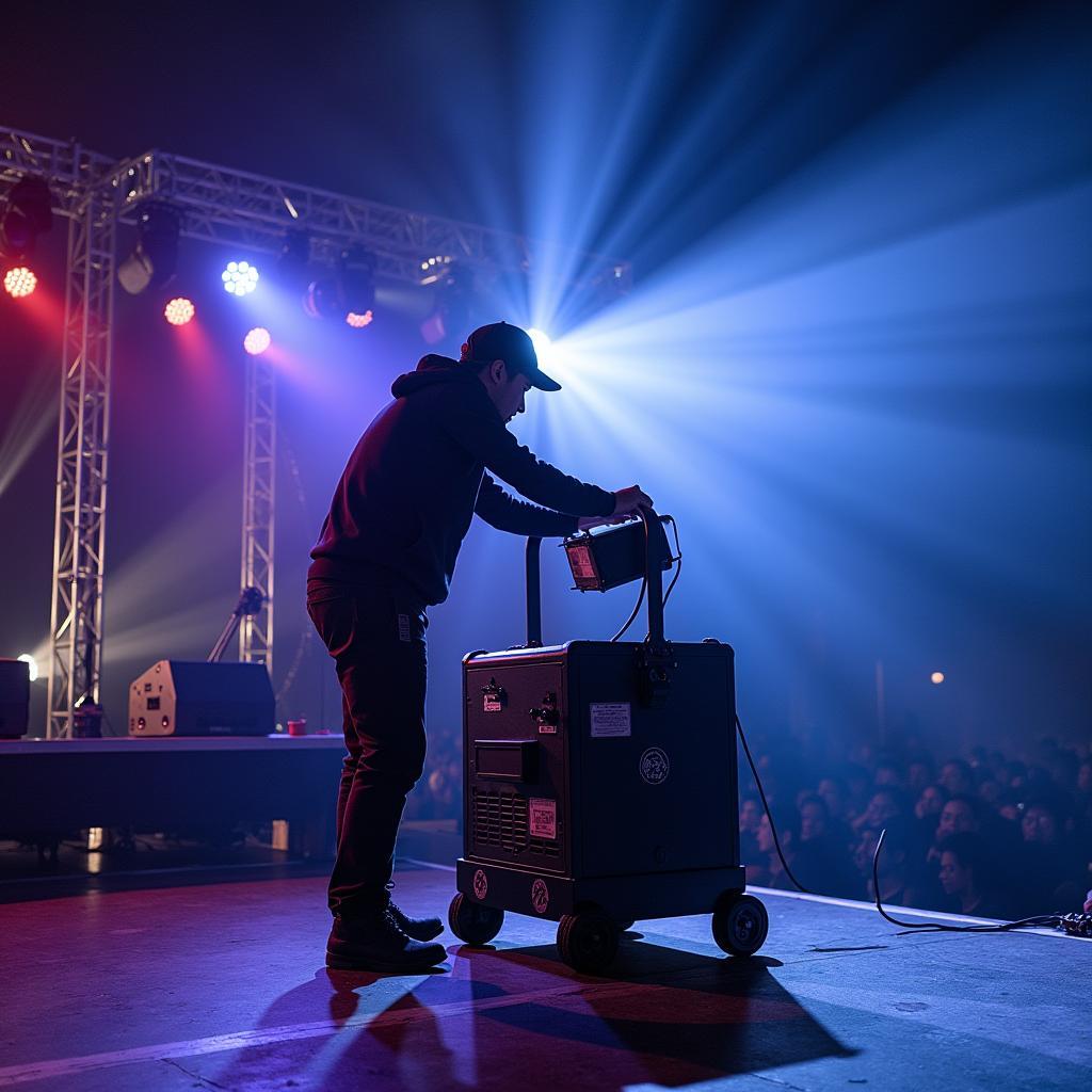 Máy phun tuyết công suất lớn cho thuê tại Trang Phục Hàng Xanh, phù hợp cho sân khấu và sự kiện lớn.