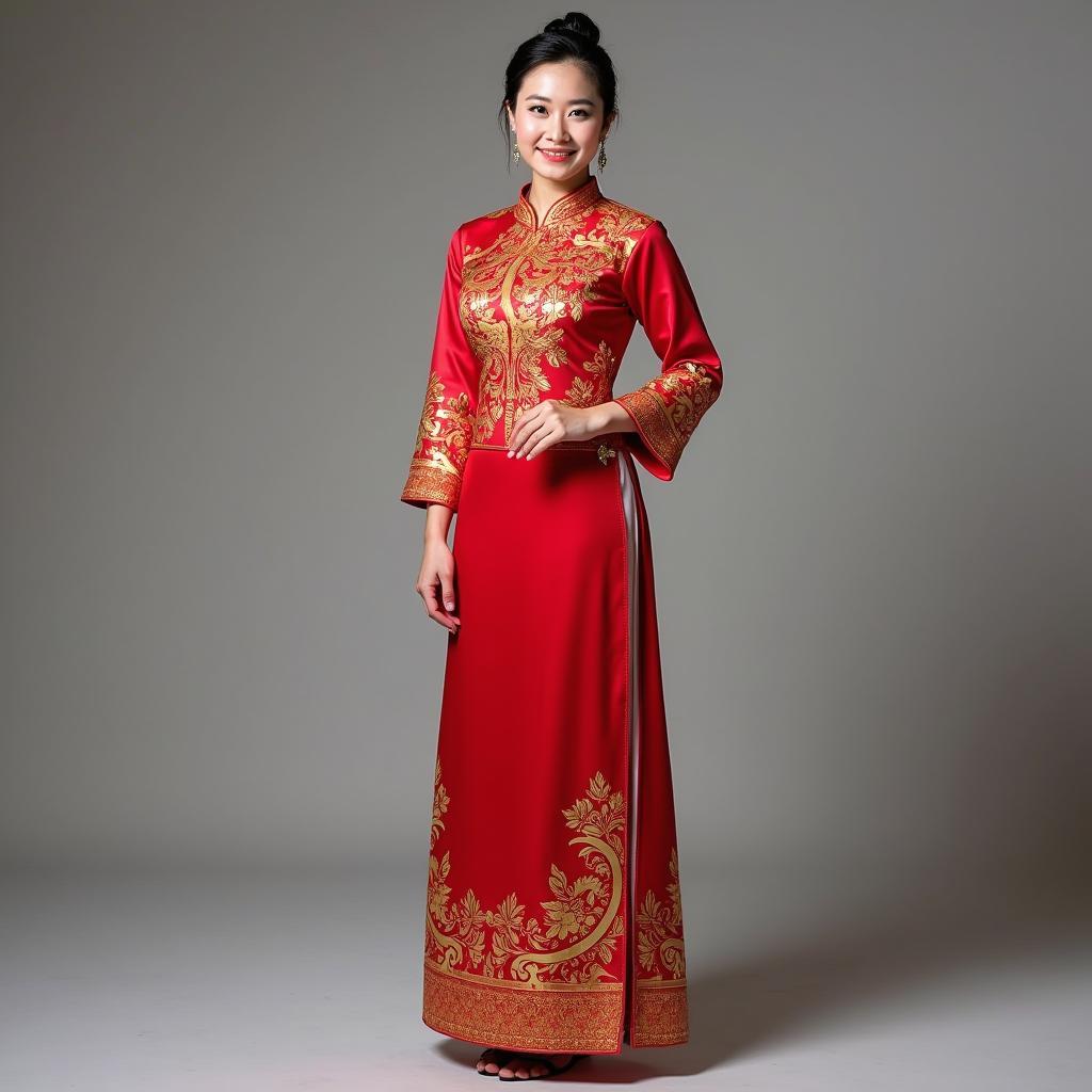 Mẫu trang phục Lào truyền thống cho nữ với áo Sinh và khăn Phạ Biêng rực rỡ cho thuê tại TPHCM